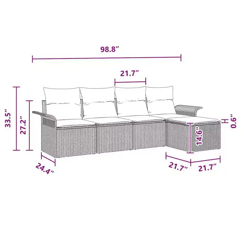 vidaXL Garden Sofa Set with Cushion 5 pcs Brown Poly rattan