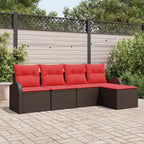vidaXL Garden Sofa Set with Cushion 5 pcs Brown Poly rattan