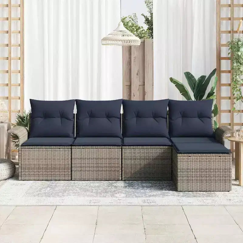 vidaXL Garden Sofa Set with Cushion 5 pcs Brown Poly rattan