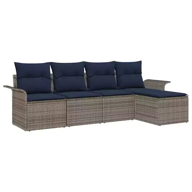 vidaXL Garden Sofa Set with Cushion 5 pcs Brown Poly rattan