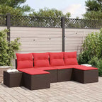 vidaXL Set Divani da Giardino con Cuscini 6 pz Marrone Polyrattan