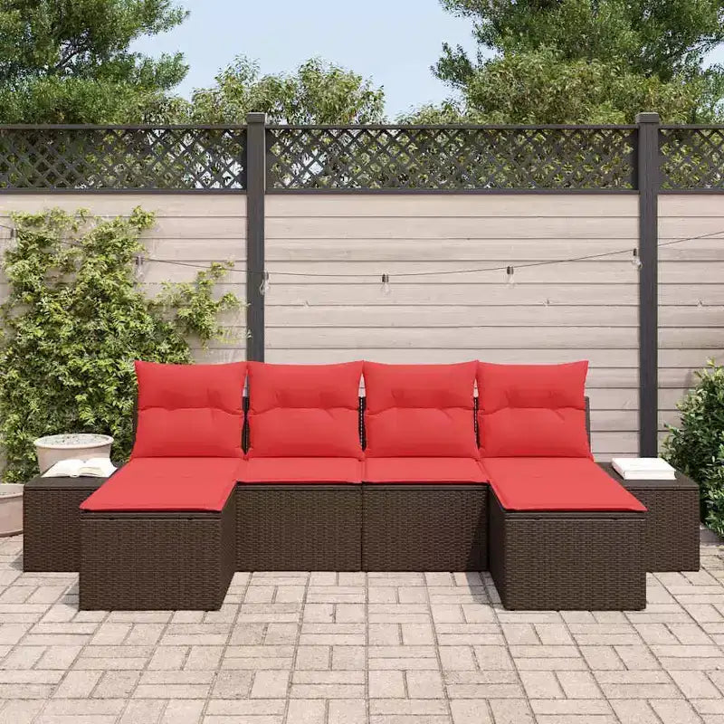 vidaXL Set Divani da Giardino con Cuscini 6 pz Marrone Polyrattan