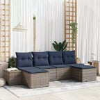 vidaXL Set Divani da Giardino con Cuscini 6 pz Marrone Polyrattan