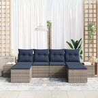 vidaXL Set Divani da Giardino con Cuscini 6 pz Marrone Polyrattan