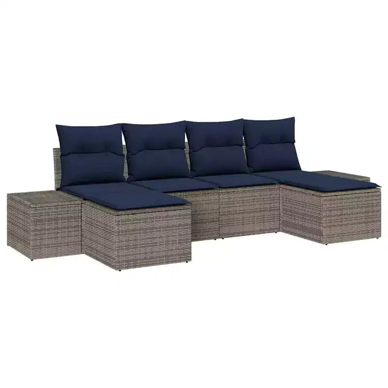 vidaXL Set Divani da Giardino con Cuscini 6 pz Marrone Polyrattan