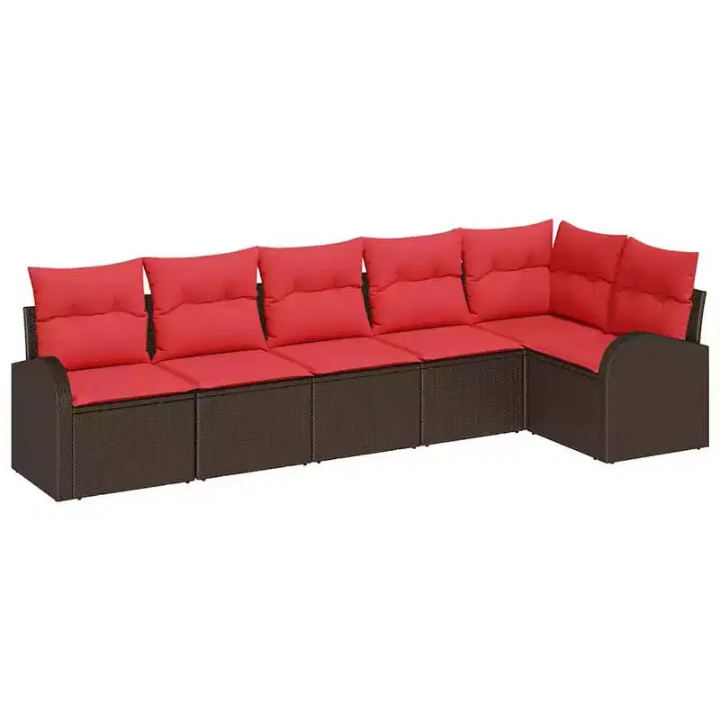 vidaXL Garden Sofa Set 6 pcs Brown Poly rattan