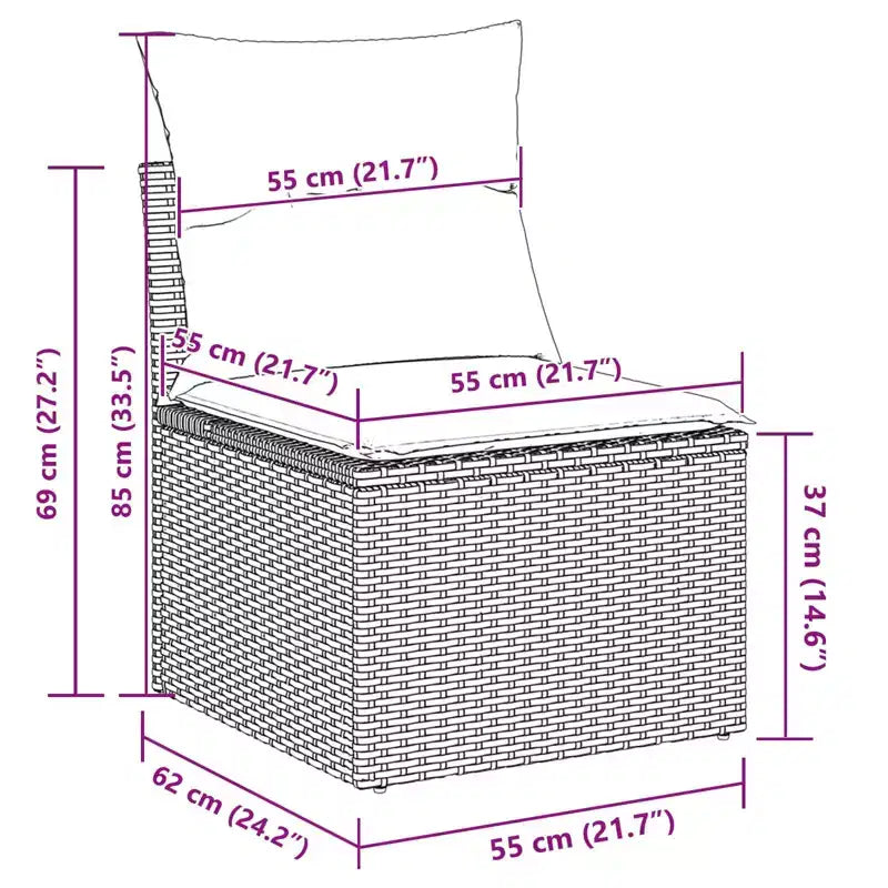 vidaXL Set divani da giardino con cuscini 6 pz Marrone Polirattan - Marrone senza tavolo Rosso