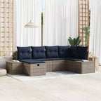 vidaXL Set divani da giardino con cuscini 6 pz Marrone Polirattan - Marrone senza tavolo Rosso