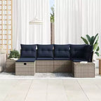 vidaXL Set divani da giardino con cuscini 6 pz Marrone Polirattan - Marrone senza tavolo Rosso