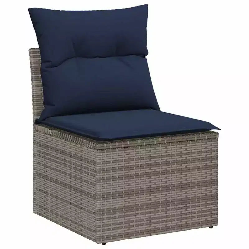 vidaXL Set divani da giardino con cuscini 6 pz Marrone Polirattan - Marrone senza tavolo Rosso