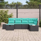 vidaXL Set divani da giardino con cuscini 6 pz Marrone Polirattan - Marrone senza tavolo Rosso