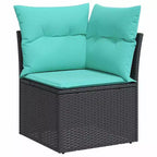 vidaXL Set divani da giardino con cuscini 6 pz Marrone Polirattan - Marrone senza tavolo Rosso
