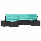 vidaXL Set divani da giardino con cuscini 6 pz Marrone Polirattan - Marrone senza tavolo Rosso