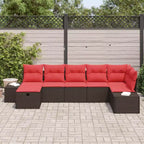 vidaXL Garden Sofa Set with Cushion 7 pcs Brown Poly rattan