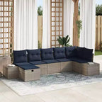 vidaXL Garden Sofa Set with Cushion 7 pcs Brown Poly rattan