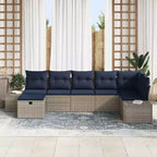 vidaXL Garden Sofa Set with Cushion 7 pcs Brown Poly rattan