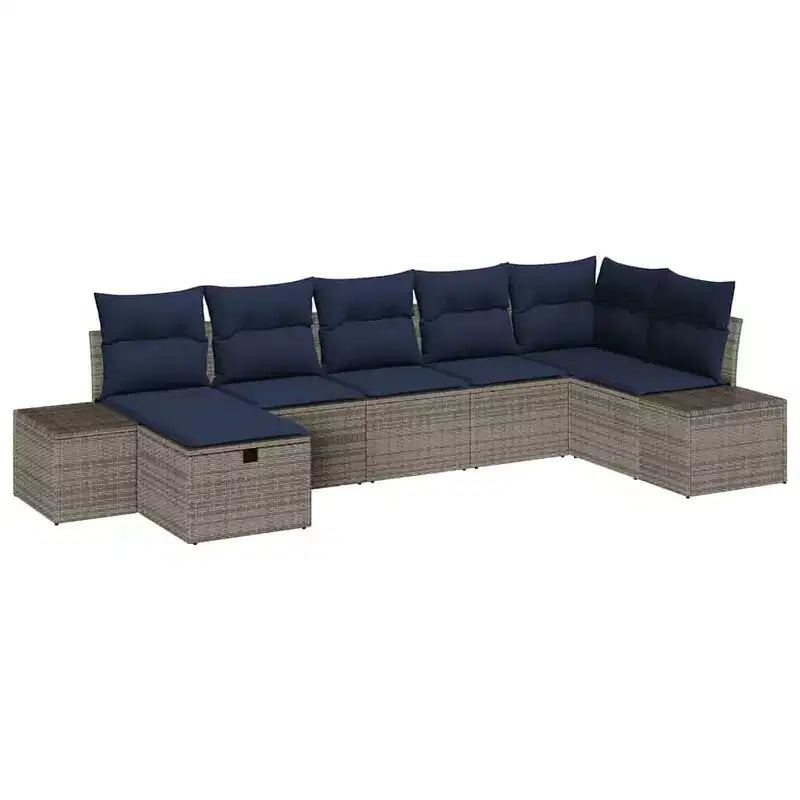vidaXL Garden Sofa Set with Cushion 7 pcs Brown Poly rattan