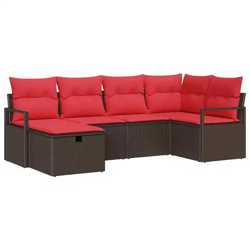 vidaXL Garden Sofa Set 6 pcs Brown and Red 232 x 122 x 85 cm