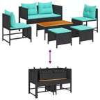 vidaXL Set divani da giardino 6 pz in polyrattan marrone e rosso