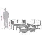 vidaXL Set divani da giardino 6 pz in polyrattan marrone e rosso