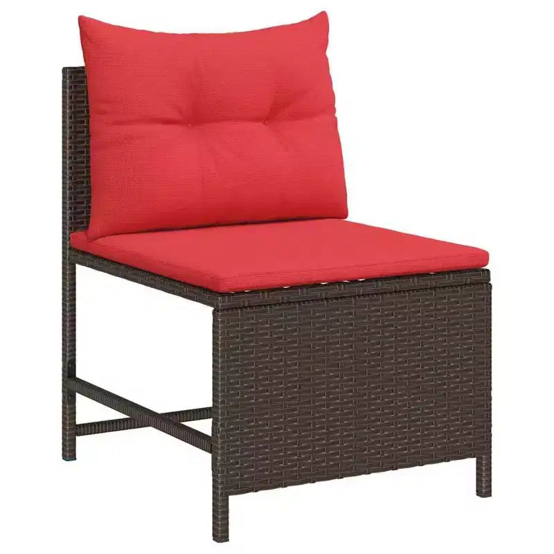 vidaXL Set divani da giardino 6 pz in polyrattan marrone e rosso