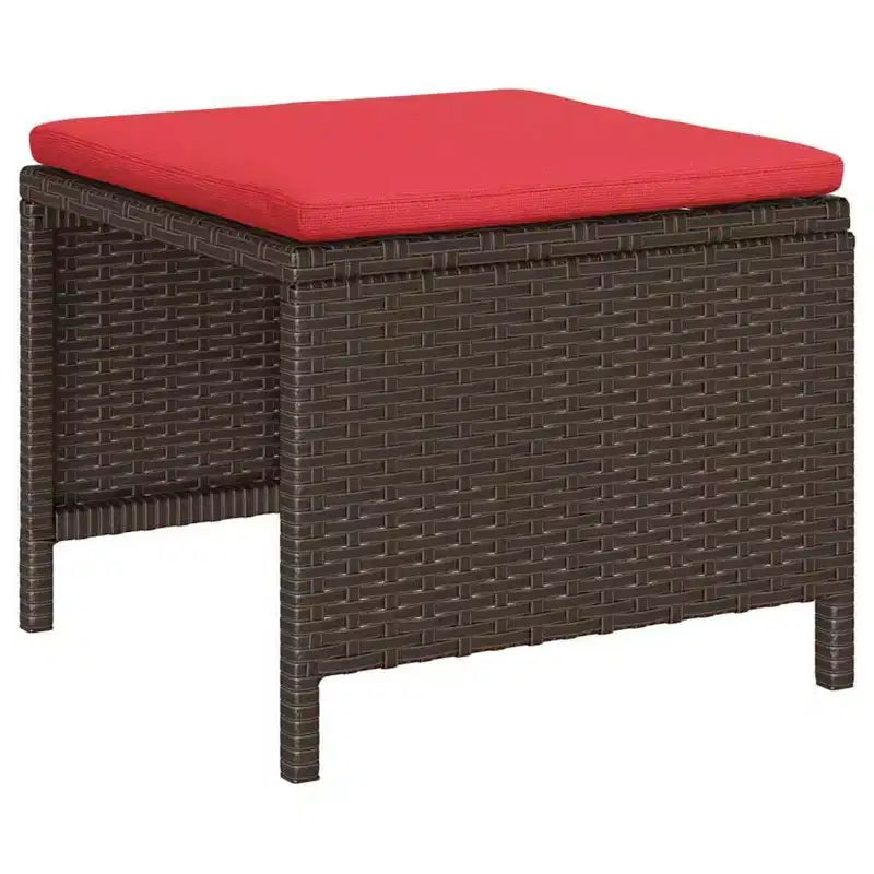 vidaXL Set divani da giardino 6 pz in polyrattan marrone e rosso