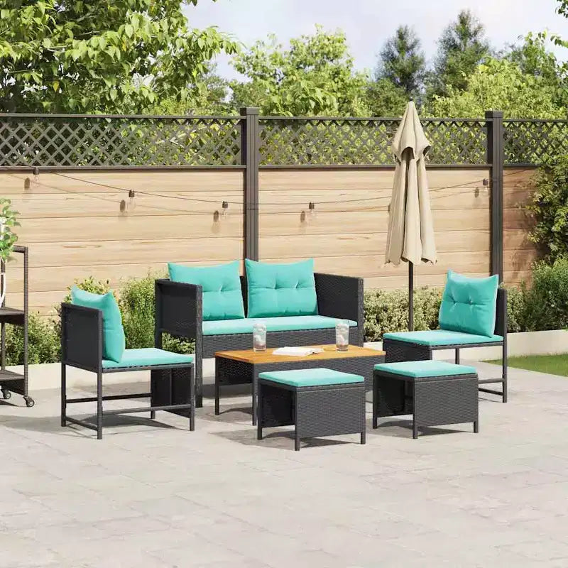 vidaXL Set divani da giardino 6 pz in polyrattan marrone e rosso