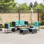 vidaXL Set divani da giardino 6 pz in polyrattan marrone e rosso