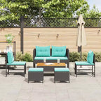 vidaXL Set divani da giardino 6 pz in polyrattan marrone e rosso