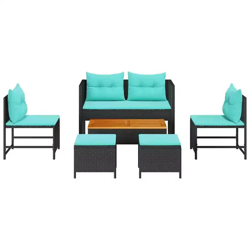 vidaXL Set divani da giardino 6 pz in polyrattan marrone e rosso