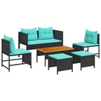 vidaXL Set divani da giardino 6 pz in polyrattan marrone e rosso