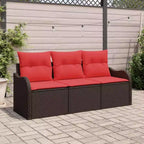 vidaXL Garden Sofa Set with Cushion 3 pcs Brown Poly rattan