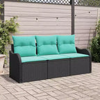 vidaXL Garden Sofa Set with Cushion 3 pcs Brown Poly rattan