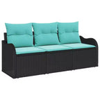 vidaXL Garden Sofa Set with Cushion 3 pcs Brown Poly rattan