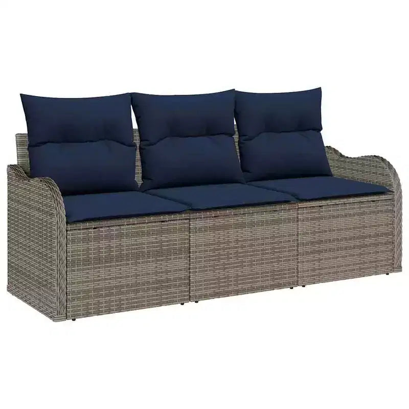 vidaXL Garden Sofa Set with Cushion 3 pcs Brown Poly rattan