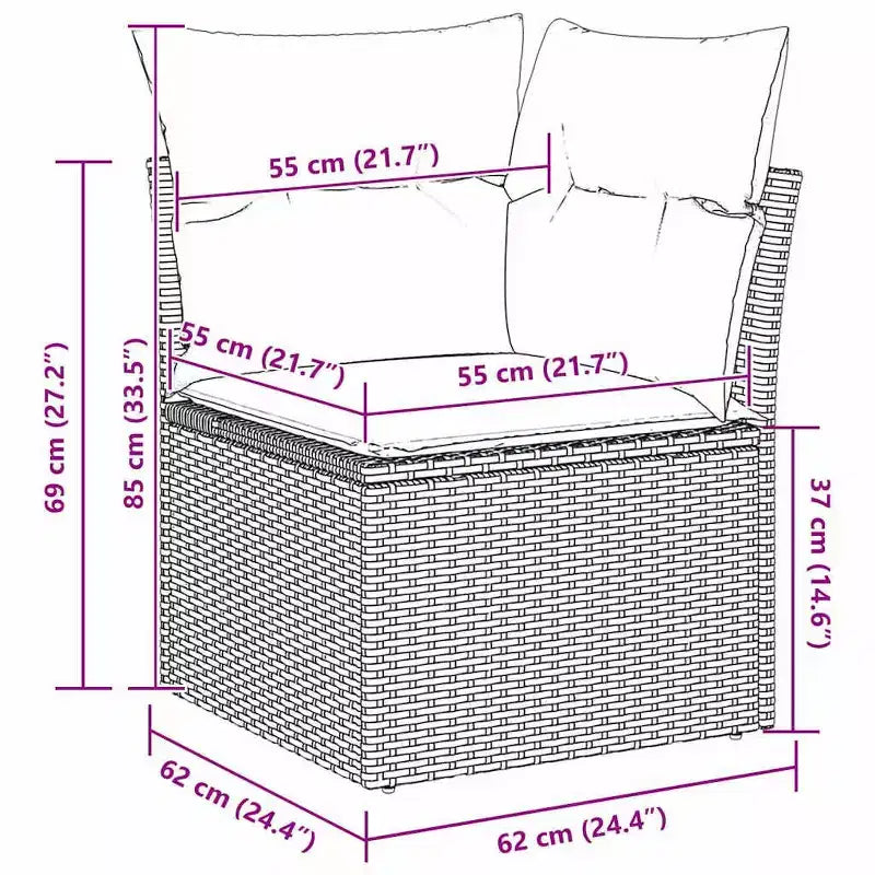 vidaXL Garden Sofa Set 7 pcs Brown Poly rattan