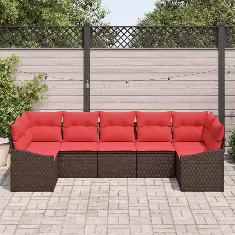 vidaXL Garden Sofa Set 7 pcs Brown Poly rattan