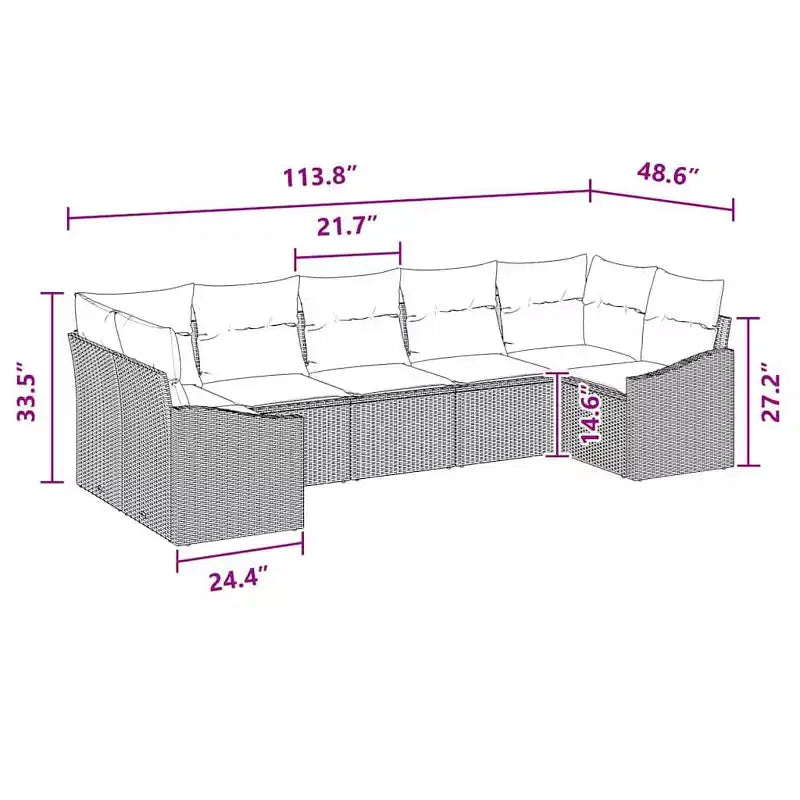 vidaXL Garden Sofa Set 7 pcs Brown Poly rattan