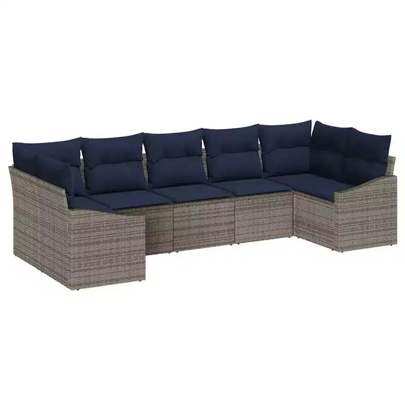 vidaXL Garden Sofa Set 7 pcs Brown Poly rattan