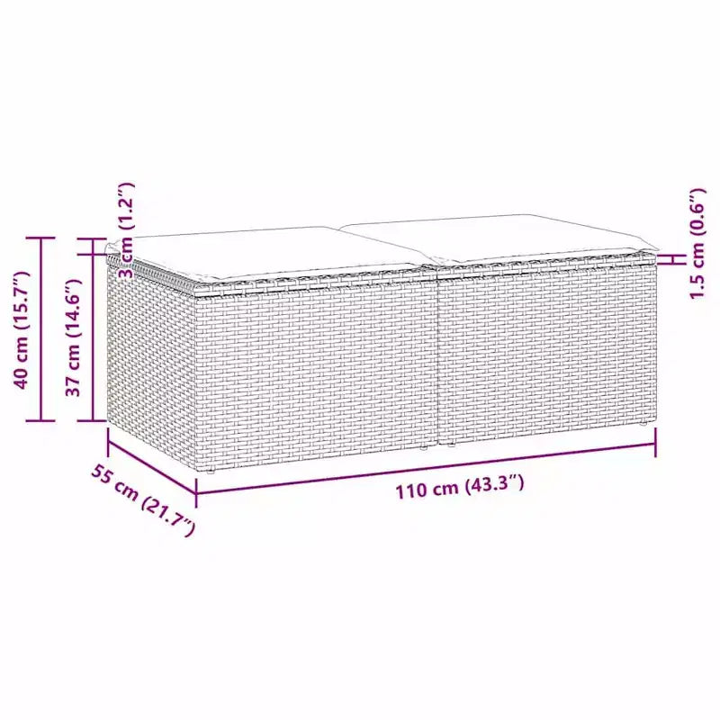 vidaXL Set Divani da Giardino con Cuscini Sgabelli da Esterno 2 pz Polyrattan Acacia