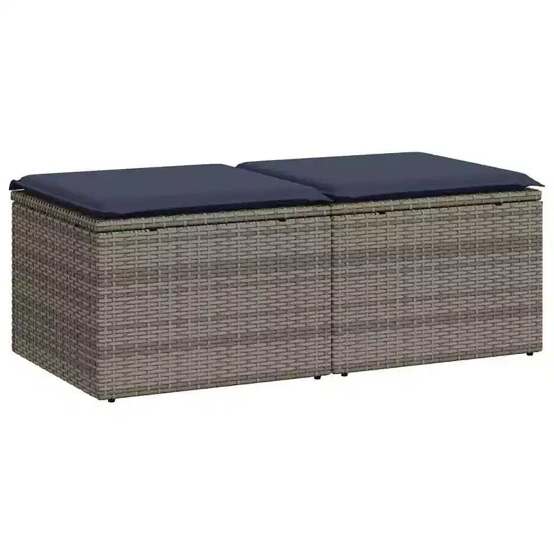 vidaXL Set Divani da Giardino con Cuscini Sgabelli da Esterno 2 pz Polyrattan Acacia