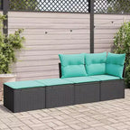 vidaXL Patio Sofa Set with Cushions Modular Stools 2 Piece Poly Rattan Acacia