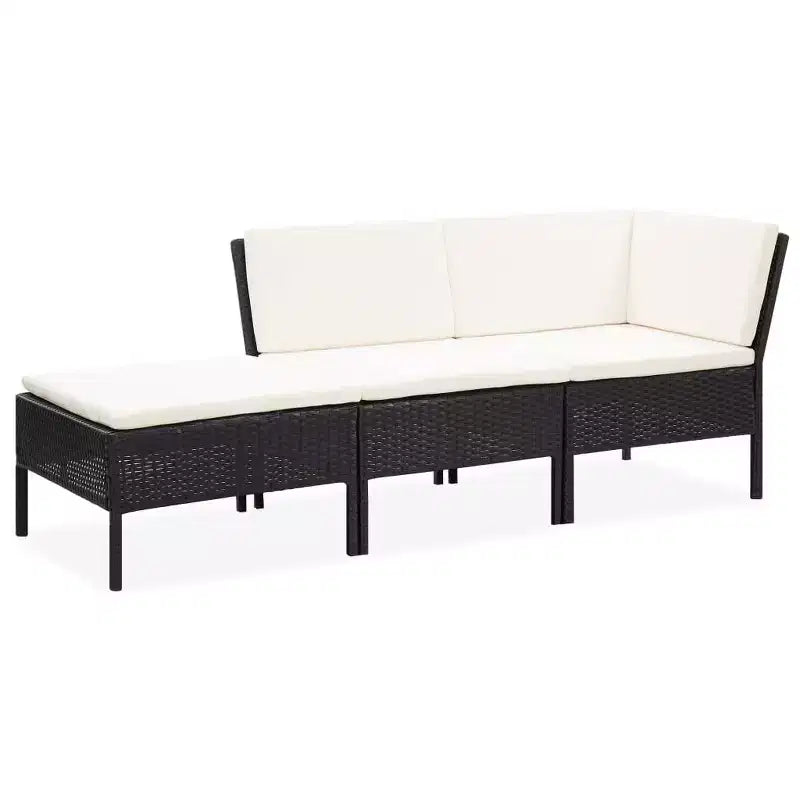 vidaXL Set Mobili da Giardino 3 Pezzi da Esterno con Poggiapiedi in Poly Rattan