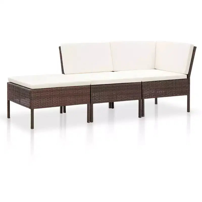 vidaXL Set Mobili da Giardino 3 Pezzi da Esterno con Poggiapiedi in Poly Rattan