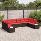 vidaXL Garden Sofa Set with Cushion 10 pcs Brown Poly rattan