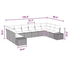 vidaXL Garden Sofa Set with Cushion 10 pcs Brown Poly rattan