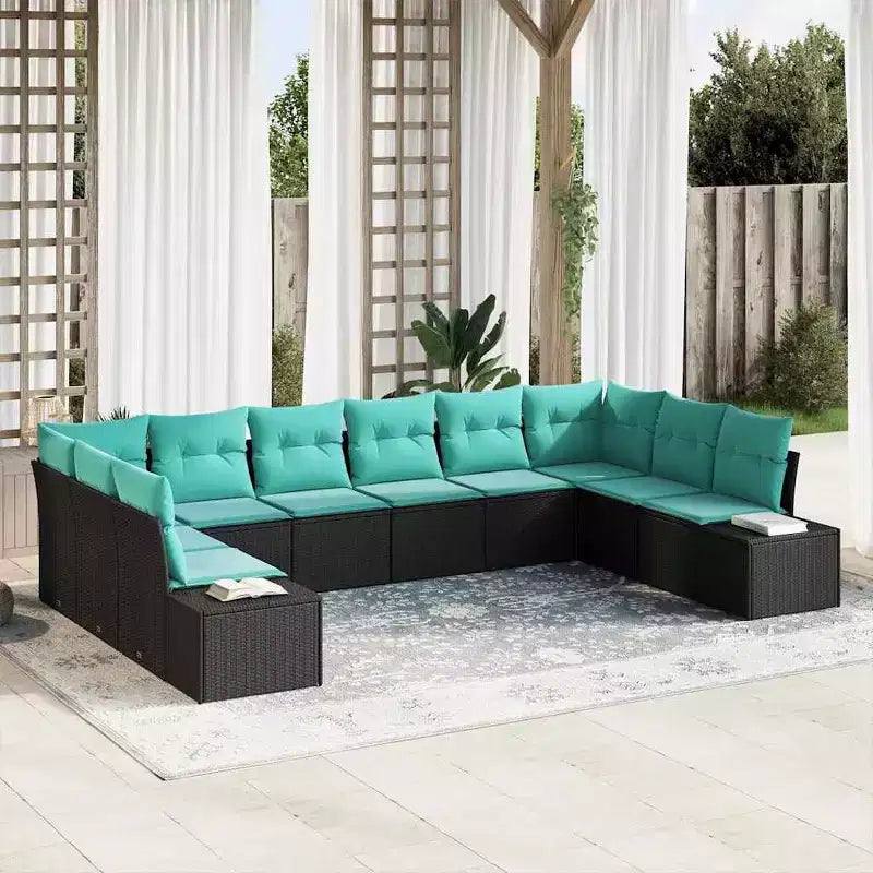 vidaXL Garden Sofa Set with Cushion 10 pcs Brown Poly rattan