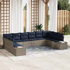 vidaXL Garden Sofa Set with Cushion 10 pcs Brown Poly rattan