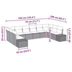 vidaXL Garden Sofa Set with Cushion 10 pcs Brown Poly rattan