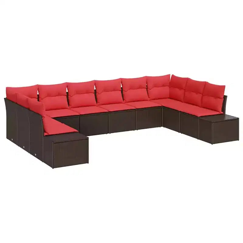 vidaXL Garden Sofa Set with Cushion 10 pcs Brown Poly rattan